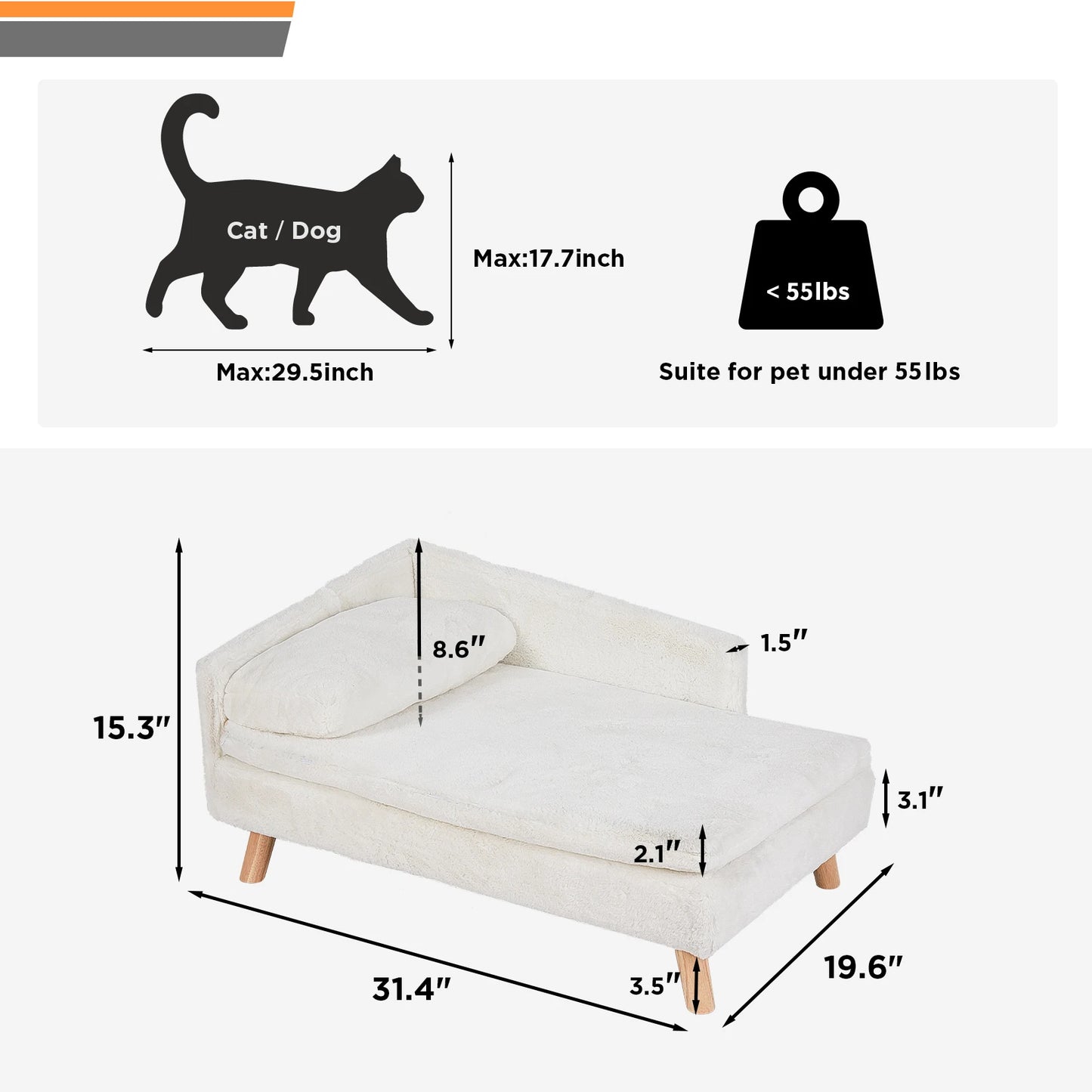 Elevated Nordic Pet Sofa Bed for Cats and Dogs