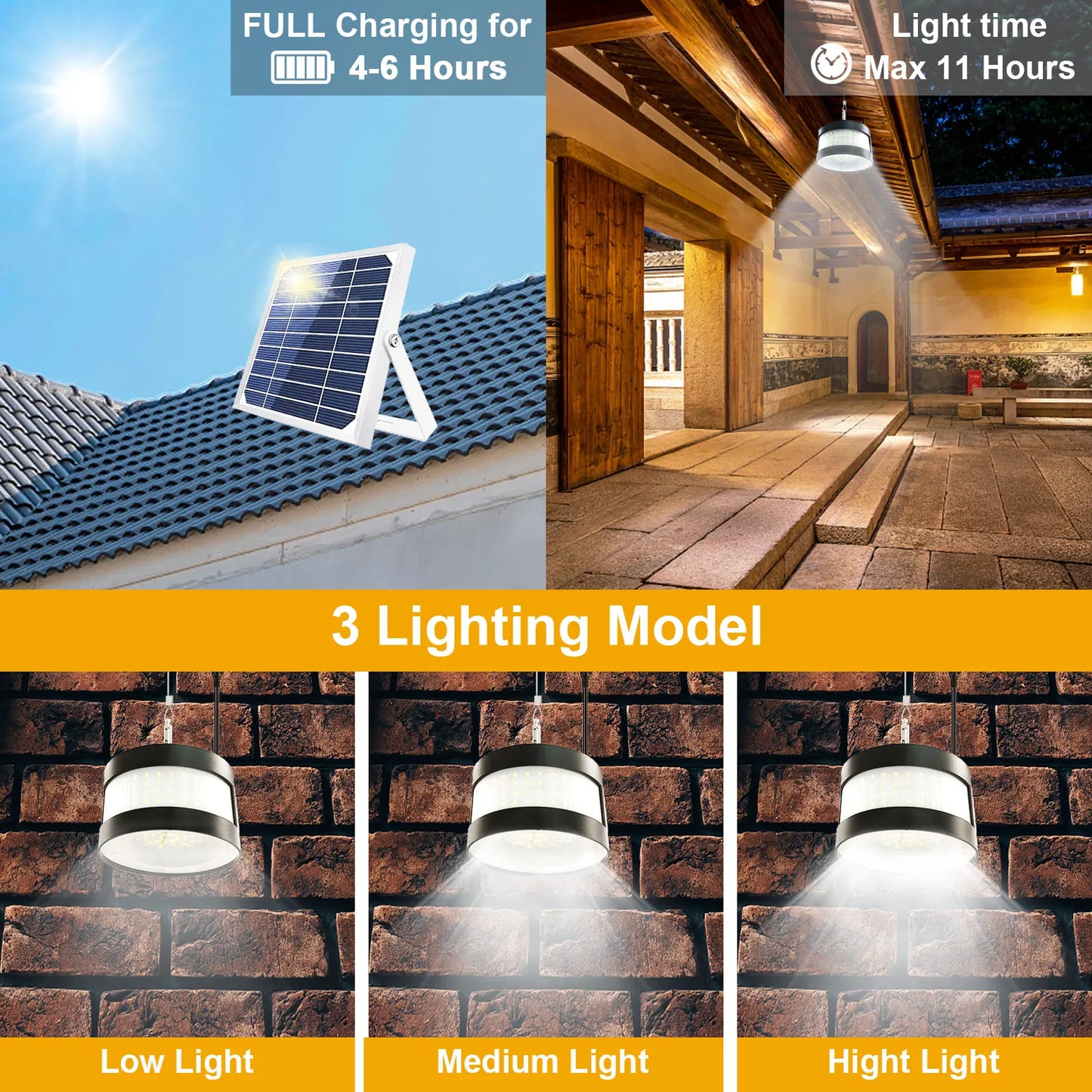 160 LED Solar Pendant Outdoor Security Light: Waterproof