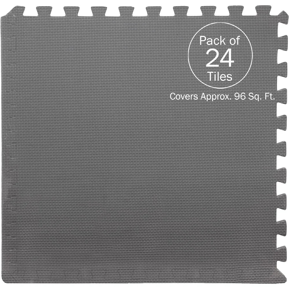 Foam Flooring Tiles: 24-Pack Interlocking EVA Foam Pieces, Non-Toxic Floor Padding for Playroom or Gym