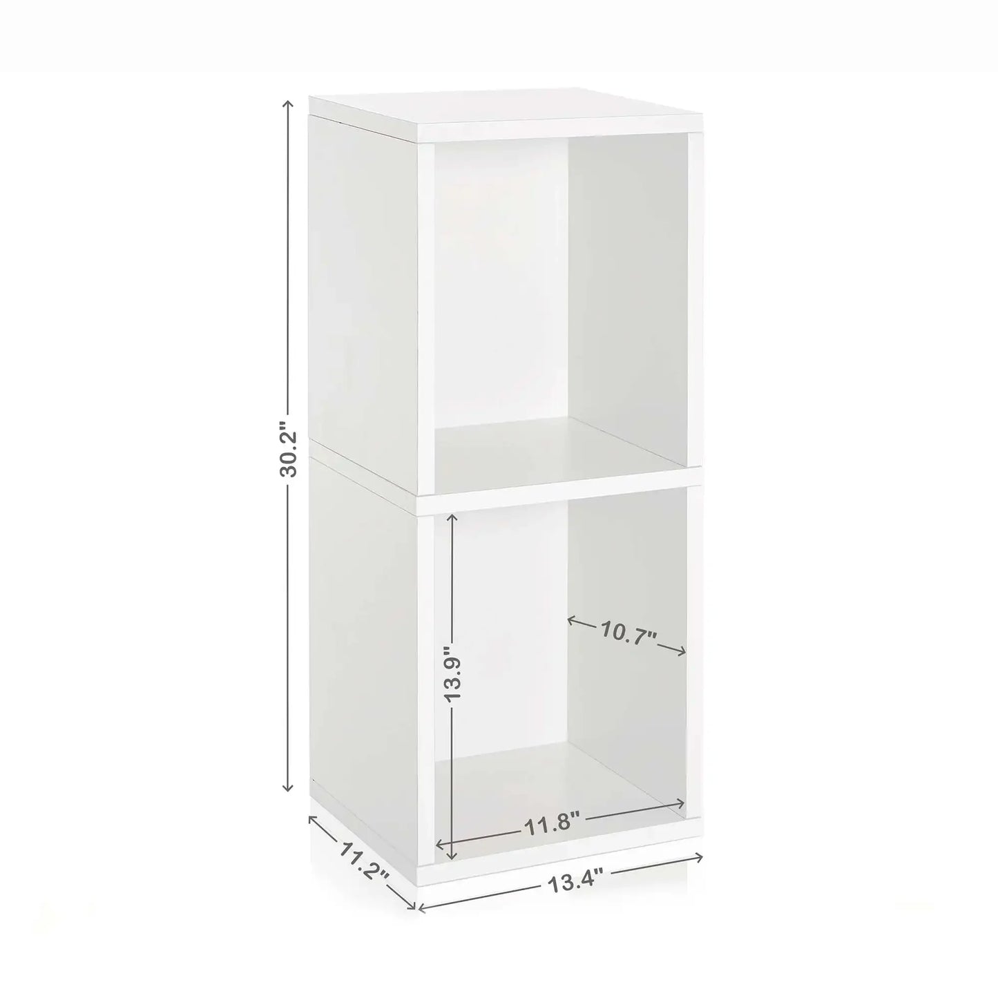 Narrow, Two-Tier, Stackable Shelving Unit in White: Sustainable, Non-Toxic ZBoard (Paperboard), Tool-Free Assembly