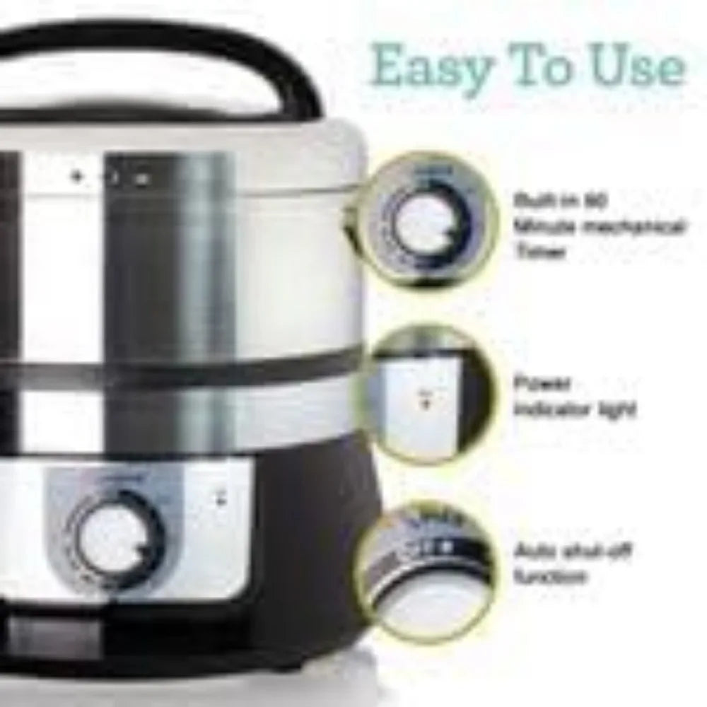 Steam Cooker for Healthy Cooking: Easy Cleaning, Stainless Steel Design, 1200 Watts, Ideal for Fish, Veggies, Meat, Rice