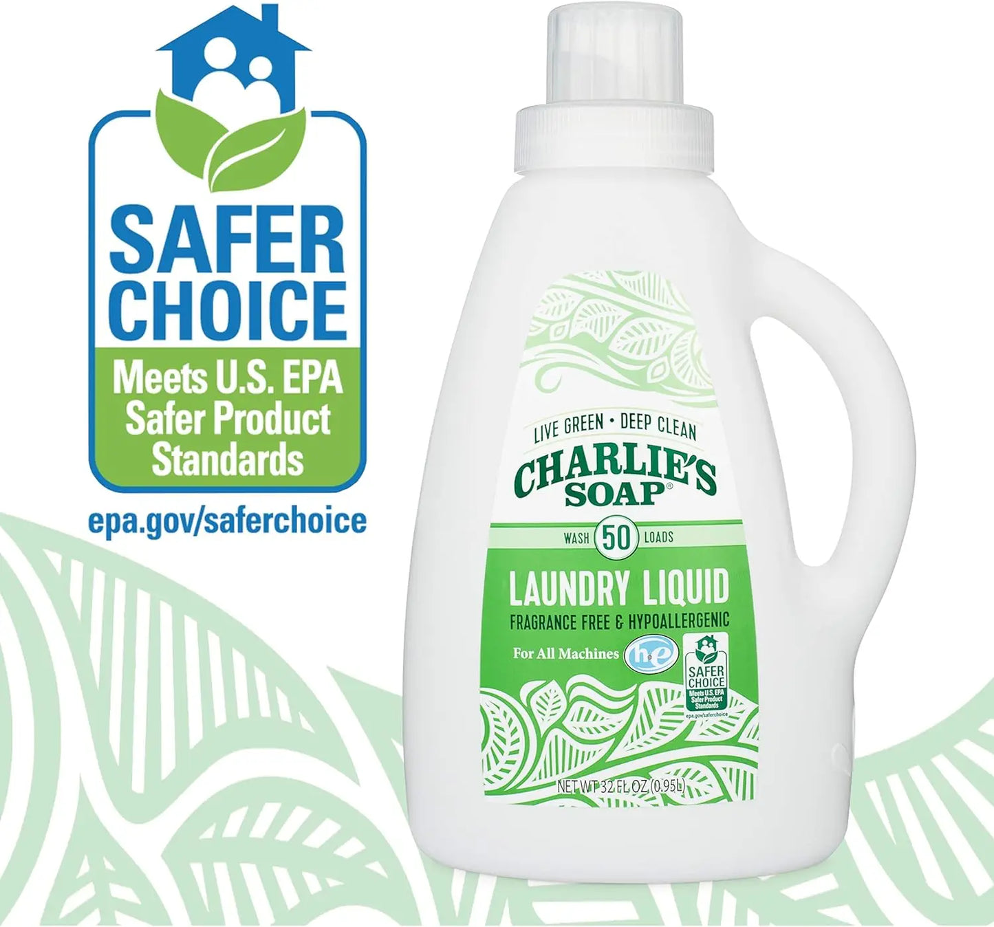 Laundry Liquid (50 Loads 2 Pack): Natural Deep Cleaning, Hypoallergenic, Safe, Effective, Fragrance Free, Non-Toxic