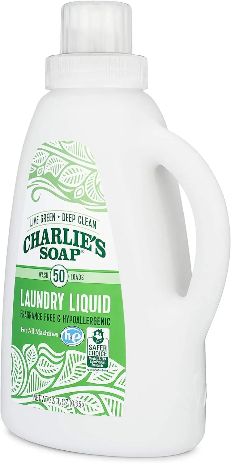 Laundry Liquid (50 Loads 2 Pack): Natural Deep Cleaning, Hypoallergenic, Safe, Effective, Fragrance Free, Non-Toxic