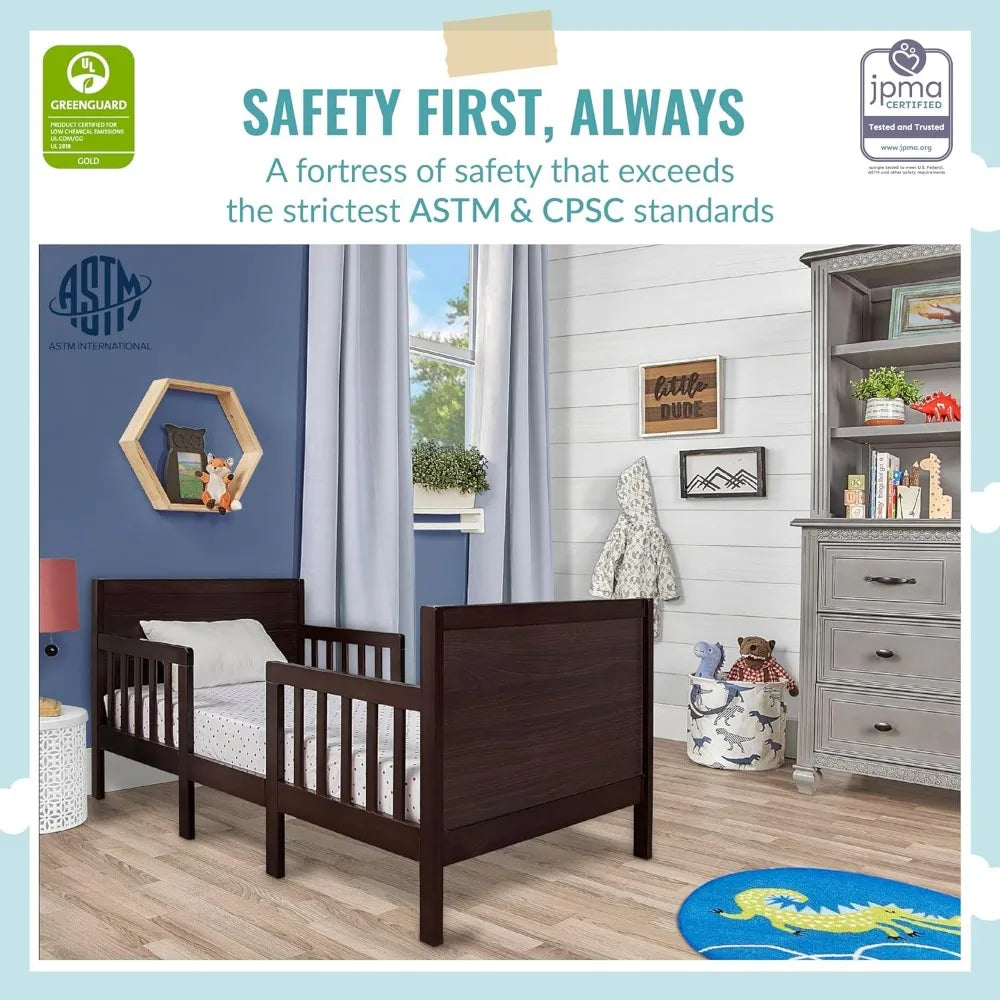 3-in-1 Toddler Bed Frame in Expresso: Non-Toxic Finishes, Sustainable New Zealand Pinewood and  Non Toxic Finishes: