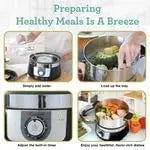 Steam Cooker for Healthy Cooking: Easy Cleaning, Stainless Steel Design, 1200 Watts, Ideal for Fish, Veggies, Meat, Rice