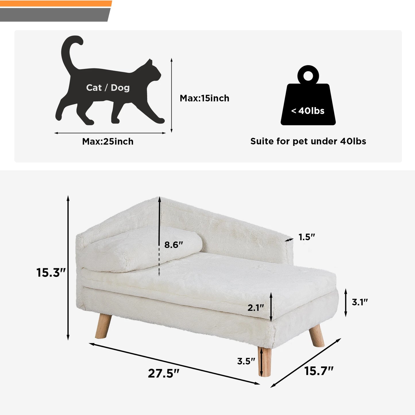 Elevated Nordic Pet Sofa Bed for Cats and Dogs