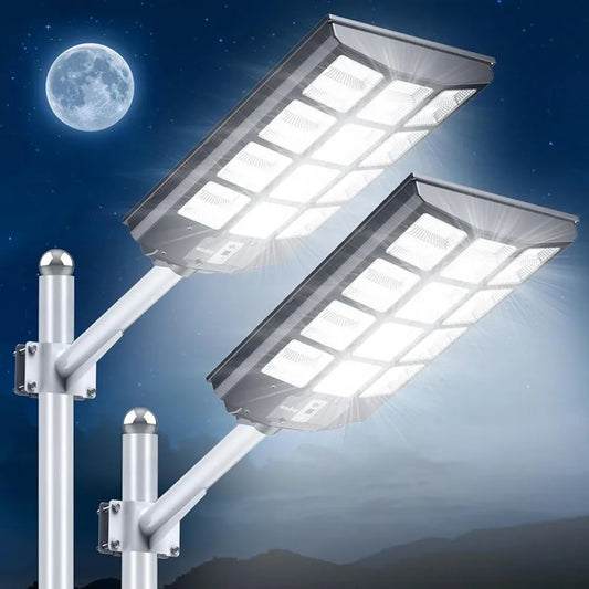 3000W Solar Flood Lights: Includes 2 Lights, Outdoor, Motion Sensor, IP67 Waterproof