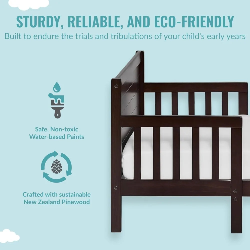 3-in-1 Toddler Bed Frame in Expresso: Non-Toxic Finishes, Sustainable New Zealand Pinewood and  Non Toxic Finishes: